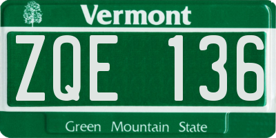 VT license plate ZQE136
