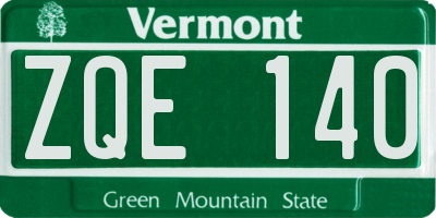 VT license plate ZQE140