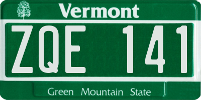 VT license plate ZQE141