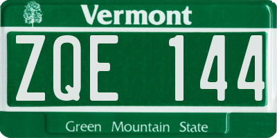 VT license plate ZQE144