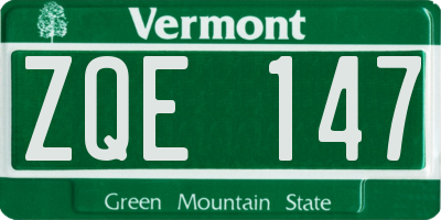 VT license plate ZQE147
