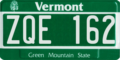 VT license plate ZQE162
