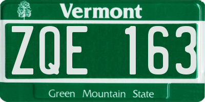 VT license plate ZQE163