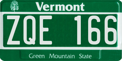 VT license plate ZQE166