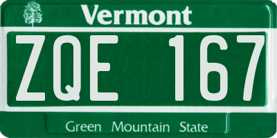 VT license plate ZQE167