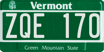 VT license plate ZQE170