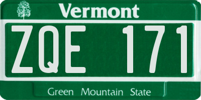 VT license plate ZQE171