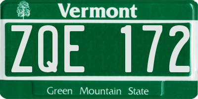 VT license plate ZQE172