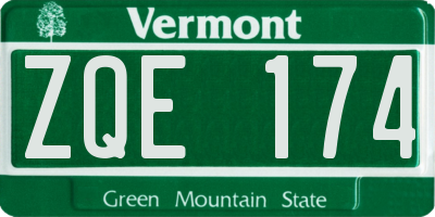 VT license plate ZQE174