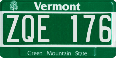 VT license plate ZQE176
