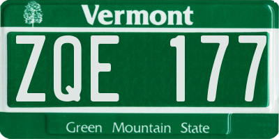 VT license plate ZQE177