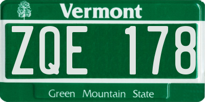 VT license plate ZQE178