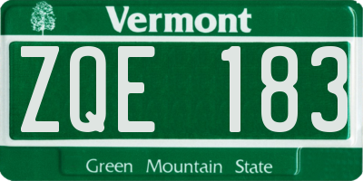 VT license plate ZQE183