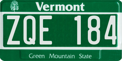 VT license plate ZQE184