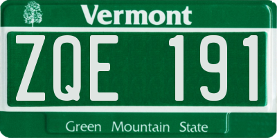 VT license plate ZQE191