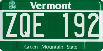 VT license plate ZQE192