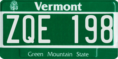 VT license plate ZQE198