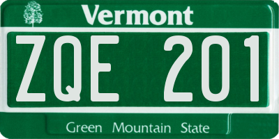 VT license plate ZQE201