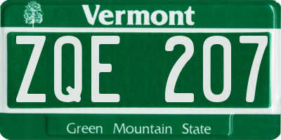 VT license plate ZQE207