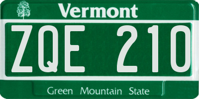 VT license plate ZQE210