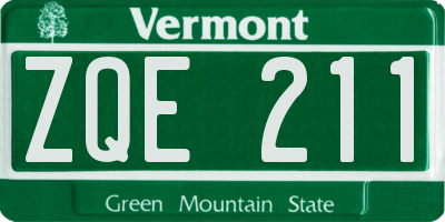 VT license plate ZQE211