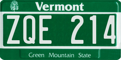 VT license plate ZQE214