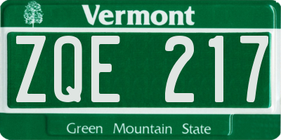 VT license plate ZQE217