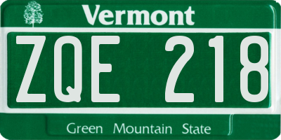 VT license plate ZQE218