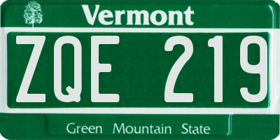VT license plate ZQE219