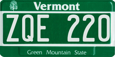 VT license plate ZQE220