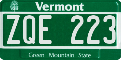 VT license plate ZQE223