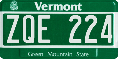 VT license plate ZQE224