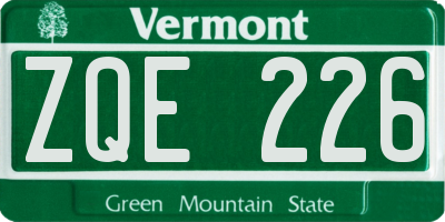 VT license plate ZQE226