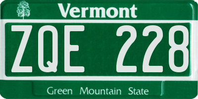 VT license plate ZQE228