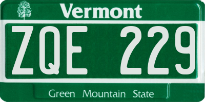 VT license plate ZQE229