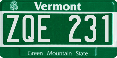 VT license plate ZQE231
