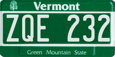VT license plate ZQE232
