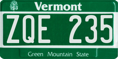VT license plate ZQE235