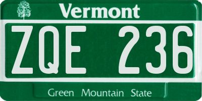 VT license plate ZQE236