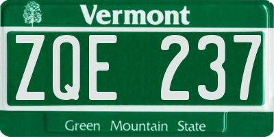 VT license plate ZQE237