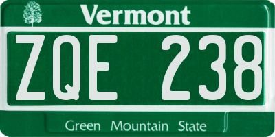 VT license plate ZQE238