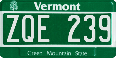 VT license plate ZQE239