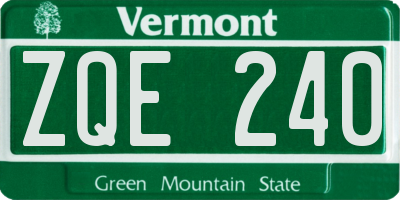 VT license plate ZQE240