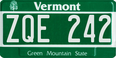 VT license plate ZQE242