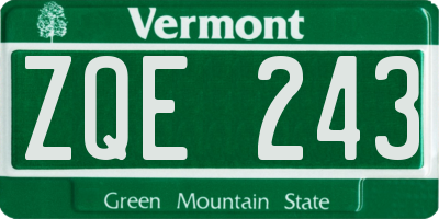 VT license plate ZQE243