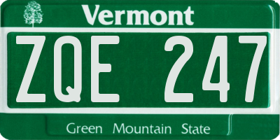 VT license plate ZQE247