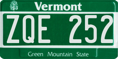 VT license plate ZQE252