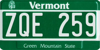 VT license plate ZQE259