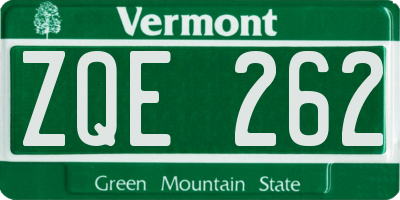 VT license plate ZQE262