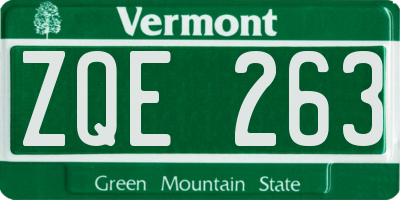 VT license plate ZQE263